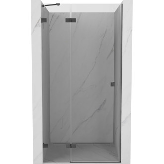 Sprchové dvere Mexen Lunar s ľavými pántami 125 cm, priehľadné, kartáčovaná pištoľovo sivá - 834-125-000-66-00-L