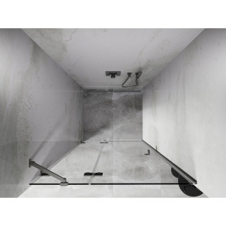 Sprchové dvere Mexen Lunar s ľavými pántami 115 cm, priehľadné, kartáčovaný nikel - 834-115-000-97-00-L