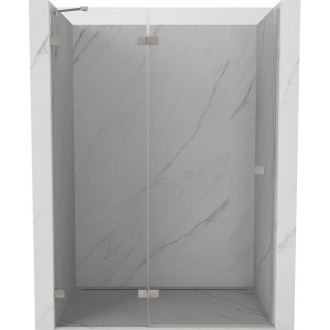Sprchové dvere Mexen Lunar s ľavými pántami 130 cm, priehľadné, kartáčovaný nikel - 834-130-000-97-00-L
