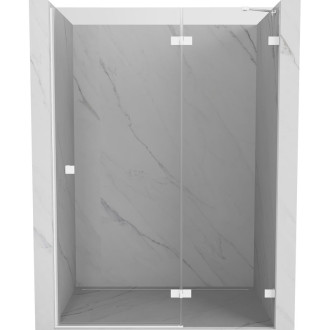 Sprchové dvere Mexen Lunar s pravými pántami 135 cm, priehľadné, biele - 834-135-000-20-00-P