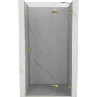 Sprchové dvere Mexen Lunar s pravými pántami 85 cm, priehľadné, zlaté - 834-085-000-50-00-P