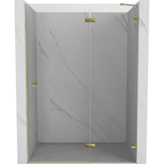 Sprchové dvere Mexen Lunar s pravými pántami 130 cm, priehľadné, zlaté - 834-130-000-50-00-P