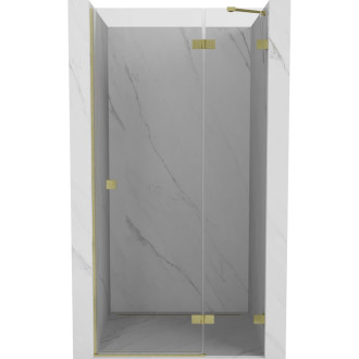 Sprchové dvere Mexen Lunar s pravými pántami 70 cm, priehľadné, kartáčované zlato - 834-070-000-55-00-P