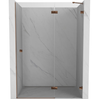 Sprchové dvere Mexen Lunar s pravými pántami 130 cm, priehľadné, ružové zlato - 834-130-000-60-00-P