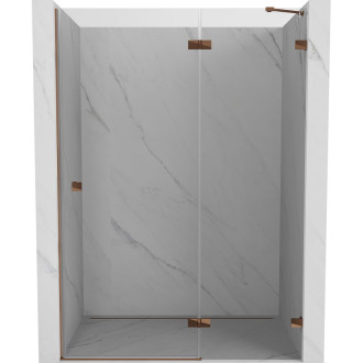 Sprchové dvere Mexen Lunar s pravými pántami 135 cm, priehľadné, ružové zlato - 834-135-000-60-00-P