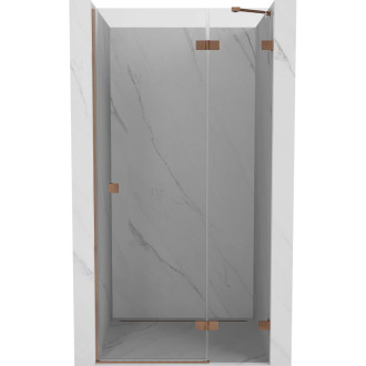 Sprchové dvere Mexen Lunar s pravými pántami 115 cm, priehľadné, kartáčovaná meď - 834-115-000-65-00-P