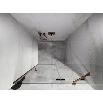 Sprchové dvere Mexen Lunar s pravými pántami 120 cm, priehľadné, kartáčovaná meď - 834-120-000-65-00-P
