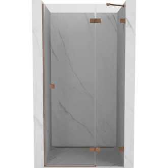 Sprchové dvere Mexen Lunar s pravými pántami 125 cm, priehľadné, kartáčovaná meď - 834-125-000-65-00-P
