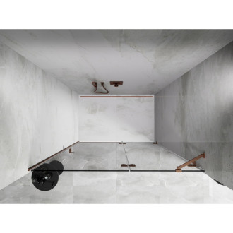 Sprchové dvere Mexen Lunar s pravými pántami 130 cm, priehľadné, kartáčovaná meď - 834-130-000-65-00-P