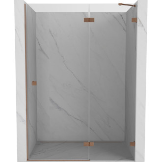 Sprchové dvere Mexen Lunar s pravými pántami 140 cm, priehľadné, kartáčovaná meď - 834-140-000-65-00-P