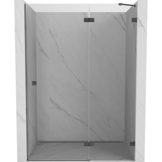 Sprchové dvere Mexen Lunar s pravými pántami 135 cm, priehľadné, kartáčovaná pištoľovo sivá - 834-135-000-66-00-P