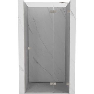 Sprchové dvere Mexen Lunar s pravými pántami 85 cm, priehľadné, kartáčovaný nikel - 834-085-000-97-00-P