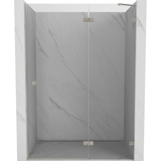 Sprchové dvere Mexen Lunar s pravými pántami 130 cm, priehľadné, kartáčovaný nikel - 834-130-000-97-00-P