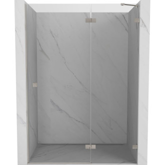 Sprchové dvere Mexen Lunar s pravými pántami 140 cm, priehľadné, kartáčovaný nikel - 834-140-000-97-00-P