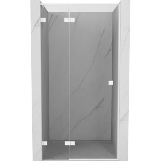Sprchové dvere Mexen Lunar L s ľavými pántami 115 cm, priehľadné, biele - 834L-115-000-20-00-L