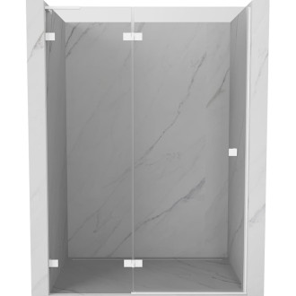 Sprchové dvere Mexen Lunar L s ľavými pántami 140 cm, priehľadné, biele - 834L-140-000-20-00-L