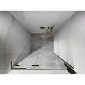 Sprchové dvere Mexen Lunar L s ľavými pántami 70 cm, priehľadné, kartáčované zlato - 834L-070-000-55-00-L