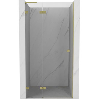 Sprchové dvere Mexen Lunar L s ľavými pántami 95 cm, priehľadné, kartáčované zlato - 834L-095-000-55-00-L