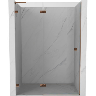 Sprchové dvere Mexen Lunar L s ľavými pántami 130 cm, priehľadné, ružové zlato - 834L-130-000-60-00-L