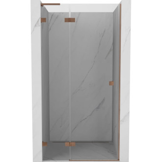 Sprchové dvere Mexen Lunar L s ľavými pántami 120 cm, priehľadné, kartáčovaná meď - 834L-120-000-65-00-L