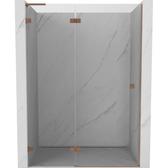 Sprchové dvere Mexen Lunar L s ľavými pántami 140 cm, priehľadné, kartáčovaná meď - 834L-140-000-65-00-L