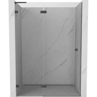 Sprchové dvere Mexen Lunar L s ľavými pántami 140 cm, priehľadné, kartáčovaná pištoľovo sivá - 834L-140-000-66-00-L