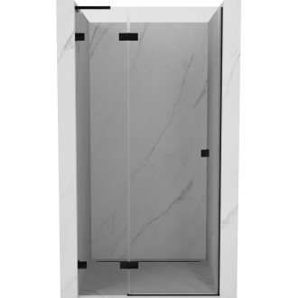 Sprchové dvere Mexen Lunar L s ľavými pántami 115 cm, priehľadné, čierne - 834L-115-000-70-00-L