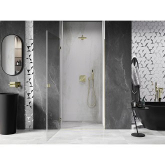 Sprchové dvere Mexen Lunar-B s ľavými pántami 65 cm, priehľadné, zlaté - 832-065-000-50-00-L