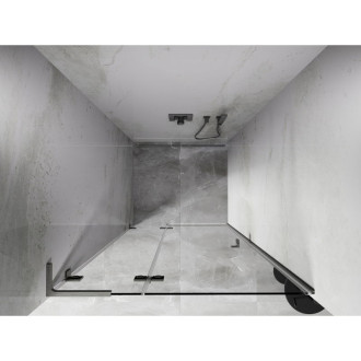 Sprchové dvere Mexen Lunar L s ľavými pántami 115 cm, priehľadné, kartáčovaný nikel - 834L-115-000-97-00-L