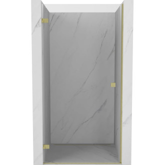 Sprchové dvere Mexen Lunar-B s ľavými pántami 65 cm, priehľadné, kartáčované zlato - 832-065-000-55-00-L