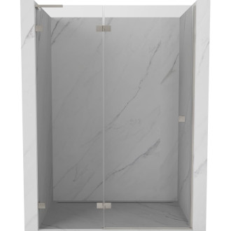 Sprchové dvere Mexen Lunar L s ľavými pántami 140 cm, priehľadné, kartáčovaný nikel - 834L-140-000-97-00-L