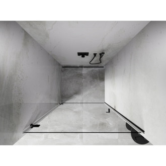 Sprchové dvere Mexen Lunar-B s ľavými pántami 60 cm, priehľadné, čierne - 832-060-000-70-00-L