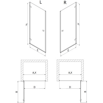 Sprchové dvere Mexen Lunar-B s pravými pántami 95 cm, priehľadné, biele - 832-095-000-20-00-P