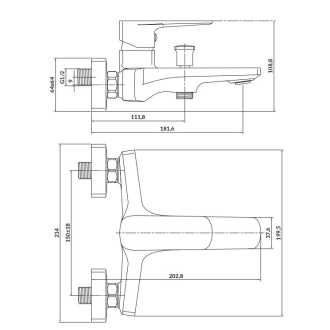 Cersanit Larga vaňová batéria 150 mm chróm S951-377