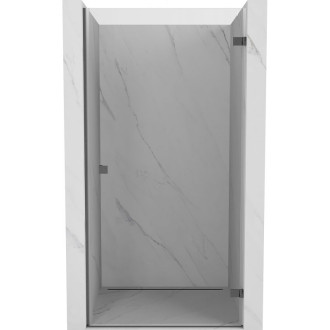 Sprchové dvere Mexen Lunar-B s pravými pántami 60 cm, priehľadné, kartáčovaná pištoľovo sivá - 832-060-000-66-00-P