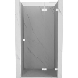 Sprchové dvere Mexen Lunar L s pravými pántami 125 cm, priehľadné, biele - 834L-125-000-20-00-P