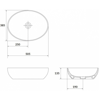 Cersanit Larga umývadlo na dosku elipsa biela mat 50x38 K677-017