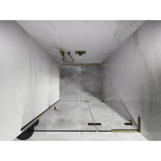 Sprchové dvere Mexen Lunar L s pravými pántami 125 cm, priehľadné, zlaté - 834L-125-000-50-00-P
