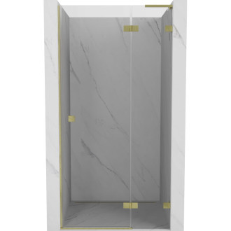 Sprchové dvere Mexen Lunar L s pravými pántami 70 cm, priehľadné, kartáčované zlato - 834L-070-000-55-00-P