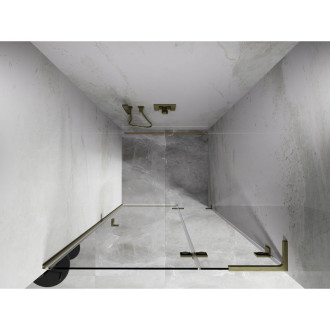 Sprchové dvere Mexen Lunar L s pravými pántami 70 cm, priehľadné, kartáčované zlato - 834L-070-000-55-00-P