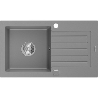Jednodrezový žulový drez Mexen Pablo s odkvapkávačom 752 x 436 mm, sivý, chrómovaný sifón - 6510751010-71