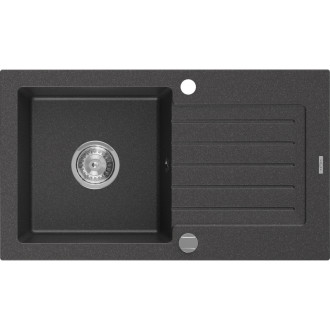 Jednodrezový žulový drez Mexen Pablo s odkvapkávačom 752 x 436 mm, čierna bodka, chrómovaný sifón - 6510751010-76