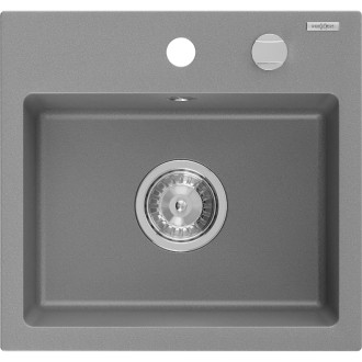 Jednodrezový žulový drez Mexen Milo 435 x 410 mm, sivý, chrómovaný sifón - 6505441000-71