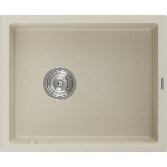 Jednodrezový žulový drez Mexen Pedro 560 x 460 mm, béžový, chrómovaný sifón - 6508561000-69