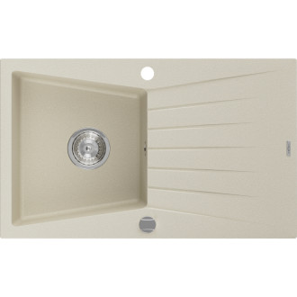 Jednodrezový žulový drez Mexen Cesar s odkvapkávačom 775 x 470 mm, béžový, chrómovaný sifón - 6514771010-69