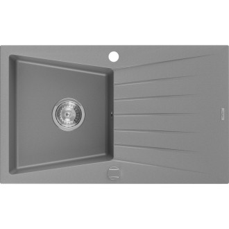Jednodrezový žulový drez Mexen Cesar s odkvapkávačom 775 x 470 mm, sivý, chrómovaný sifón - 6514771010-71