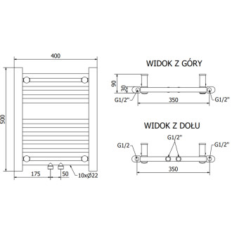 Kúpeľňový radiátor Mexen Mars 500 x 400 mm, 178 W, čierny - W110-0500-400-00-70