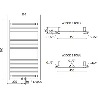 Kúpeľňový radiátor Mexen Mars 900 x 500 mm, 370 W, čierny - W110-0900-500-00-70