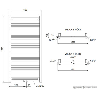 Kúpeľňový radiátor Mexen Mars 1200 x 600 mm, 617 W, biely - W110-1200-600-00-20