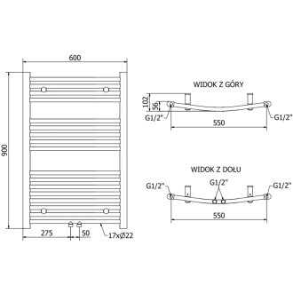 Kúpeľňový radiátor Mexen Ares 900 x 600 mm, 433 W, čierny - W102-0900-600-00-70